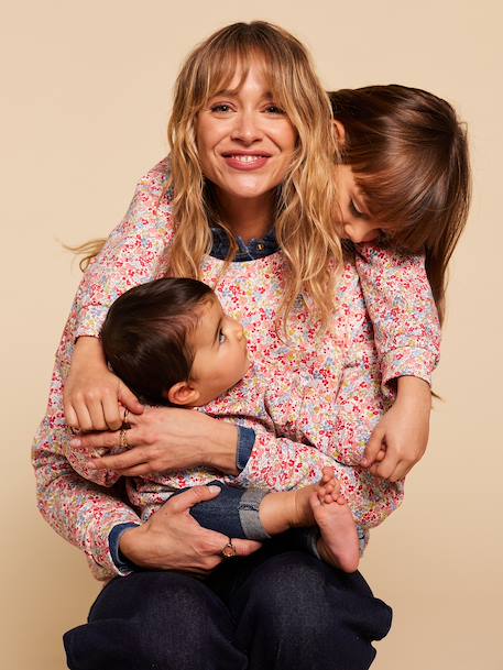 Dames sweater van biologisch katoen met bloemenprint meerkleurig - vertbaudet enfant 