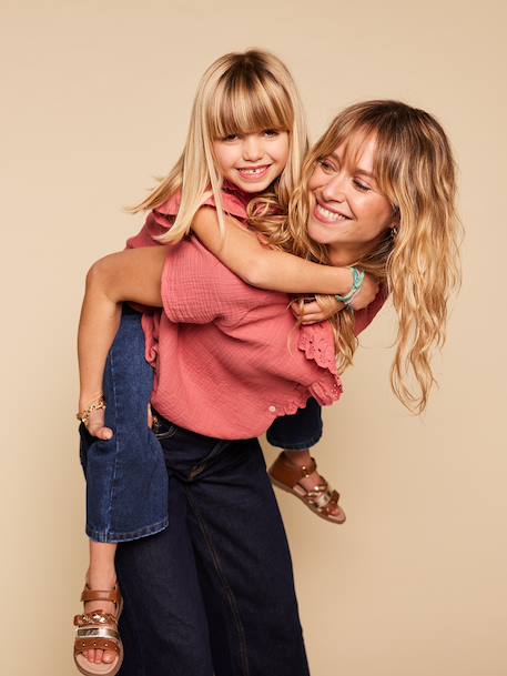 Blouse femme volant gaze Capsule mère-fille vieux rose - vertbaudet enfant 