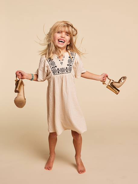 Robe brodée fille Capsule mère-fille sable - vertbaudet enfant 