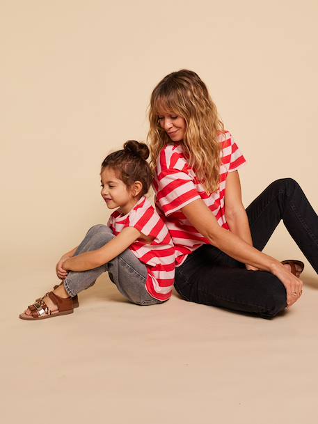 T-shirt marinière 'du soleil' bois de rose - vertbaudet enfant 