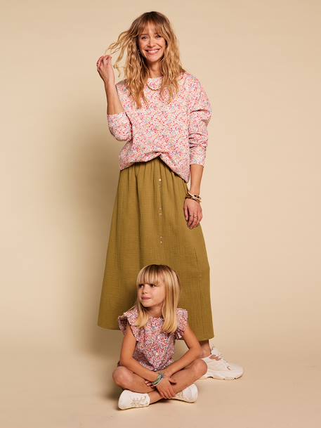 Jupe femme gaze de coton Capsule mère-fille olive - vertbaudet enfant 