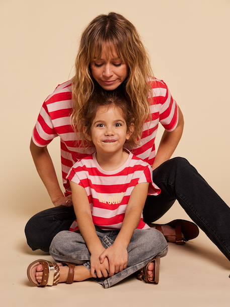 T-shirt met korte mouwen voor meisjes - familiecollectie rozenhout - vertbaudet enfant 
