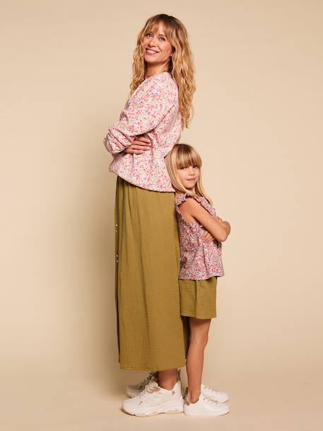 Jupe femme gaze de coton Capsule mère-fille olive - vertbaudet enfant 