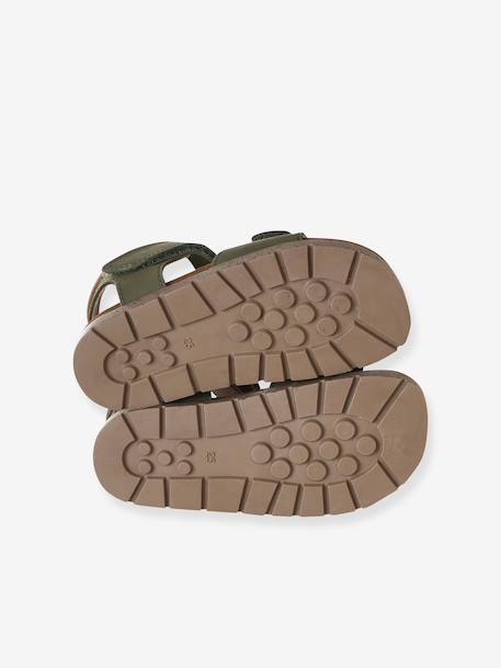 Sandales cuir enfant à scratchs collection maternelle kaki+marine - vertbaudet enfant 
