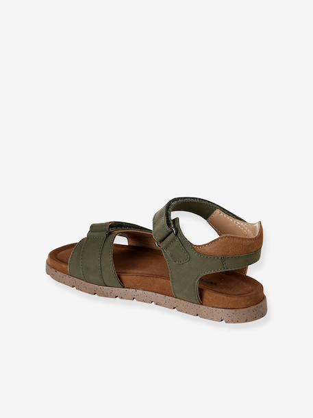 Leren kindersandalen met klittenband kaki+marineblauw+zandbeige - vertbaudet enfant 