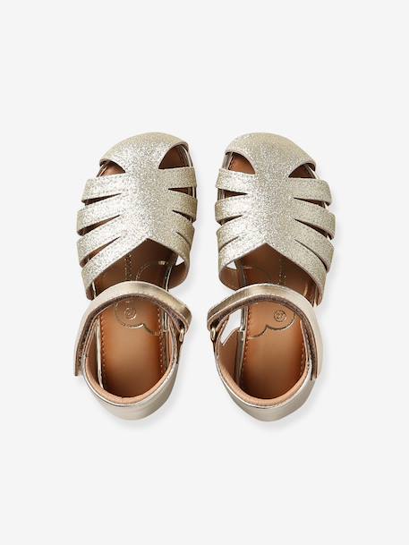 Ballerines fille cuir ouverte or - vertbaudet enfant 