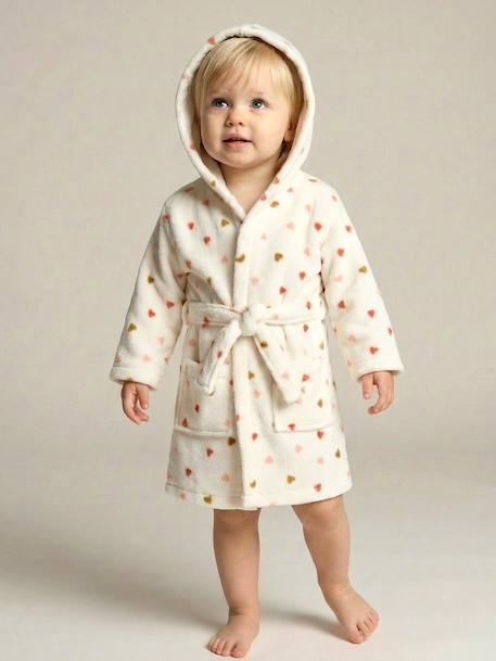 Badjas baby HART, met gerecycled katoen wit, bedrukt - vertbaudet enfant 