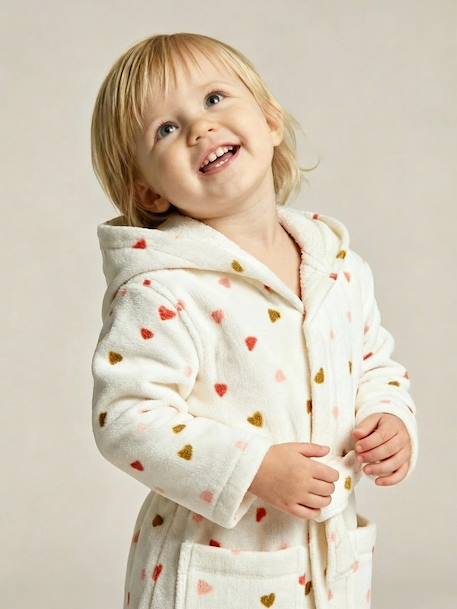 Badjas baby HART, met gerecycled katoen wit, bedrukt - vertbaudet enfant 