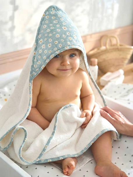 Bébé-Cape de bain personnalisable et gant de toilette MARGUERITE