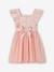 Robe cérémonie fille satin de coton à volants blanc+écru+rose pâle+vert sauge - vertbaudet enfant 