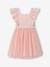 Robe cérémonie fille satin de coton à volants blanc+écru+rose pâle+vert sauge - vertbaudet enfant 
