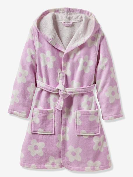 Peignoir de bain enfant MARGUERITE personnalisable, avec coton recyclé mauve - vertbaudet enfant 