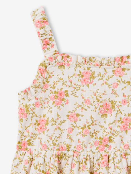 Midi-jurk met bloemenprint ecru - vertbaudet enfant 