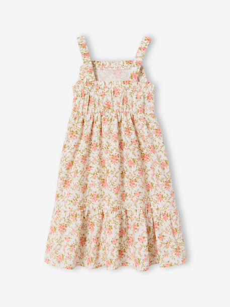 Midi-jurk met bloemenprint ecru - vertbaudet enfant 