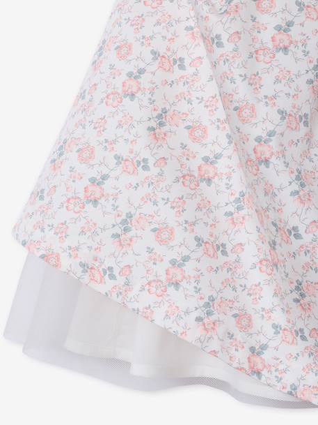Robe de cérémonie motifs fleurs fille blanc+blanc imprimé+bleu clair+rose imprimé+rose pâle - vertbaudet enfant 
