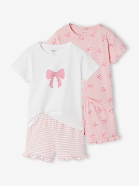 Fille-Lot 2 pyjashort nœud 
