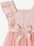 Robe cérémonie fille satin de coton à volants blanc+écru+rose pâle+vert sauge - vertbaudet enfant 