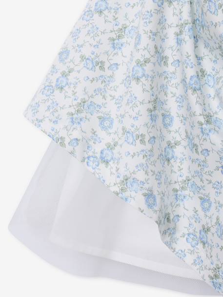 Robe de cérémonie motifs fleurs fille blanc+blanc imprimé+bleu clair+rose imprimé+rose pâle - vertbaudet enfant 