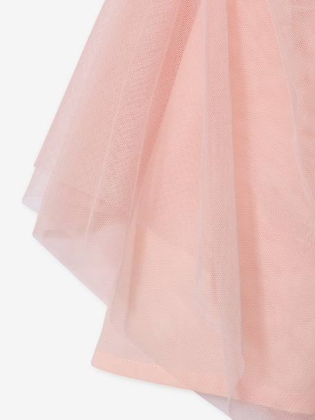 Robe cérémonie fille satin de coton à volants blanc+écru+rose pâle+vert sauge - vertbaudet enfant 