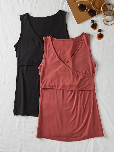 Lot de 2 débardeurs grossesse effet croisé Fiona marine+terracotta - vertbaudet enfant 