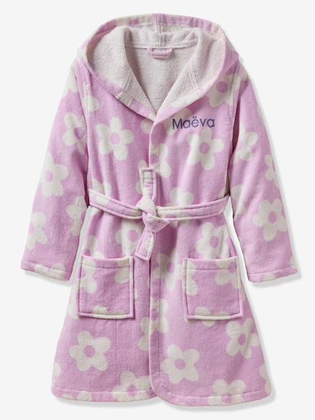 Peignoir de bain enfant MARGUERITE personnalisable, avec coton recyclé mauve - vertbaudet enfant 