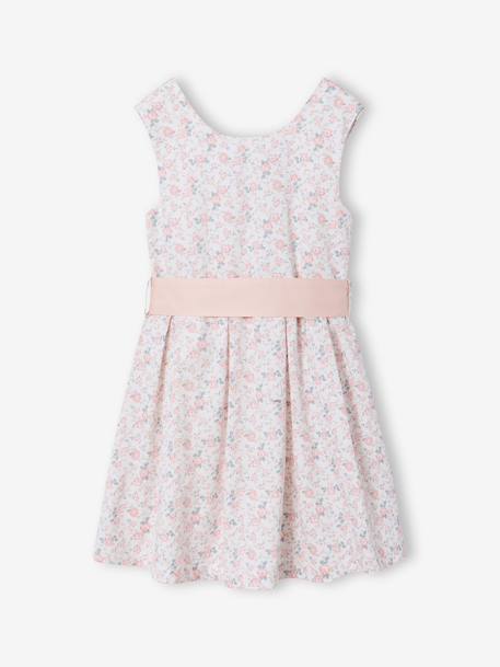 Robe de cérémonie motifs fleurs fille blanc+blanc imprimé+bleu clair+rose imprimé+rose pâle - vertbaudet enfant 