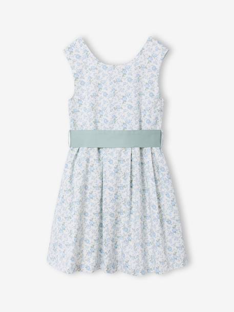 Robe de cérémonie motifs fleurs fille blanc+blanc imprimé+bleu clair+rose imprimé+rose pâle - vertbaudet enfant 
