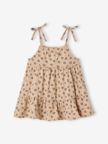 Jurk baby meisjes bretels biologisch katoen beige+roze, gestreept - vertbaudet enfant 