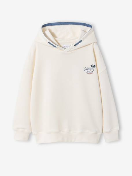 Sweat capuche garçon oversize imprimé dos écru - vertbaudet enfant 