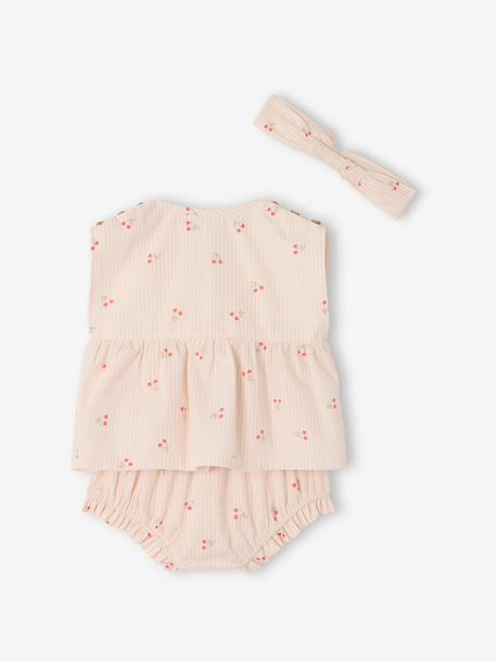 Ensemble 3 pièces short t-shirt bandeau écru - vertbaudet enfant 