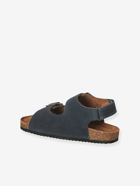 Leren sandalen voor jongens met gespen bleu - vertbaudet enfant 