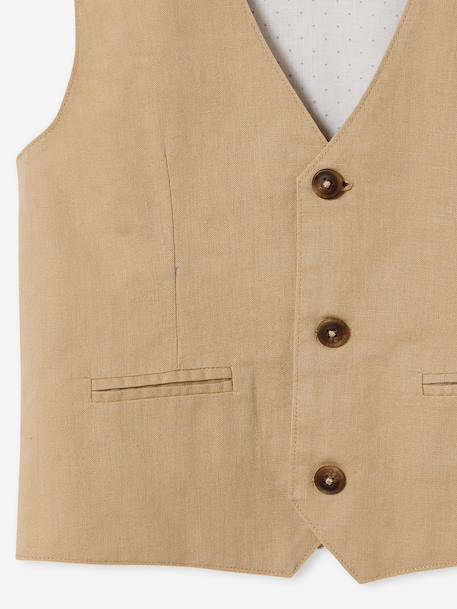 Veste garçon cérémonie sans manches en coton/ lin beige+beige clair+bleu+marine foncé+vert sauge - vertbaudet enfant 
