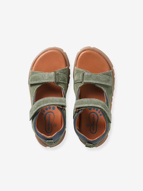Textiel sandalen voor jongens met klittenband kaki - vertbaudet enfant 