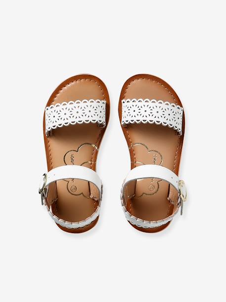 Sandales fille cuir boucle blanc - vertbaudet enfant 