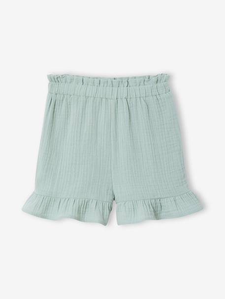 Ensemble short haut gaze de coton blush+vert sauge - vertbaudet enfant 