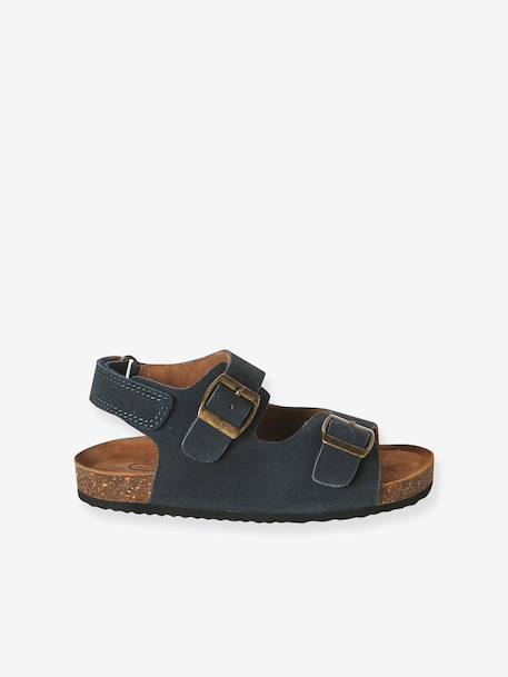 Leren sandalen voor jongens met gespen bleu - vertbaudet enfant 