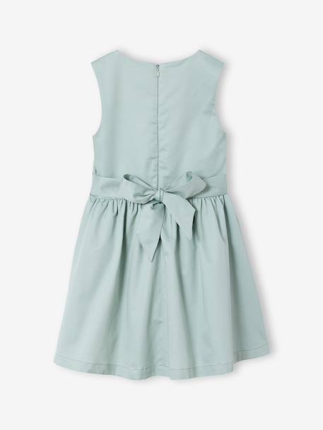 Ensemble robe patineuse boléro serre-tête blanc+vert sauge - vertbaudet enfant 