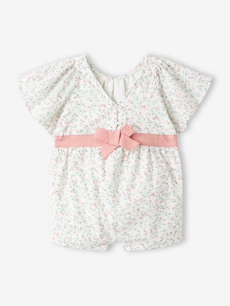 Bloemige combishort voor babymeisjes wit, bedrukt - vertbaudet enfant 