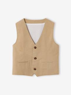 -Veste garçon cérémonie sans manches en coton/ lin