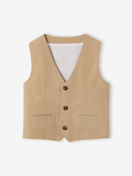 Garçon-Veste garçon cérémonie sans manches en coton/ lin
