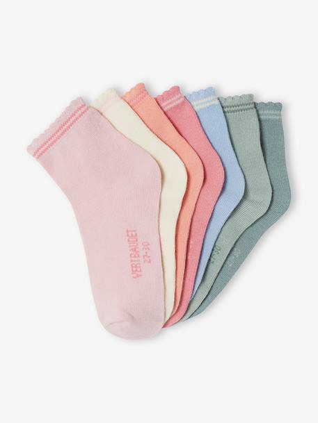 Lot de 7 paires de mi-chaussettes fille BASICS bois de rose - vertbaudet enfant 