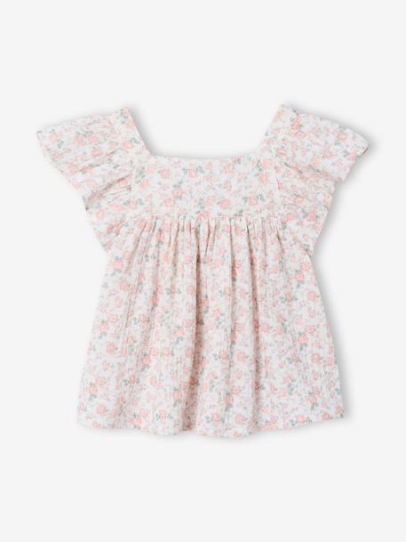 Set short hemdje van katoengaas rouge+saliegroen - vertbaudet enfant 