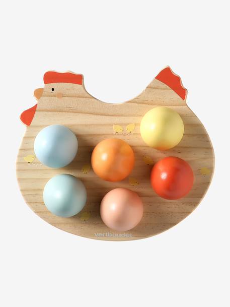 Poule avec ses œufs à formes en bois FSC® bois - vertbaudet enfant 