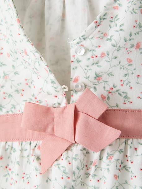 Combinaison short bébé fille fleuri blanc imprimé - vertbaudet enfant 