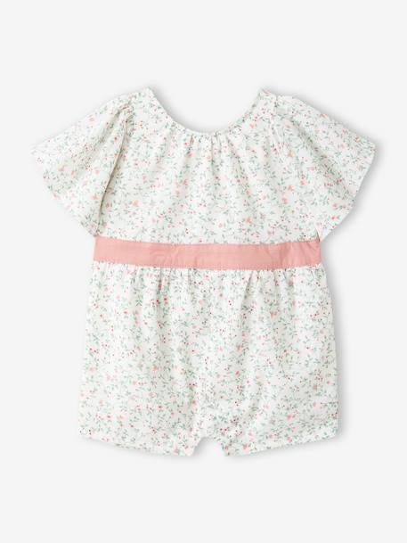 Bloemige combishort voor babymeisjes wit, bedrukt - vertbaudet enfant 