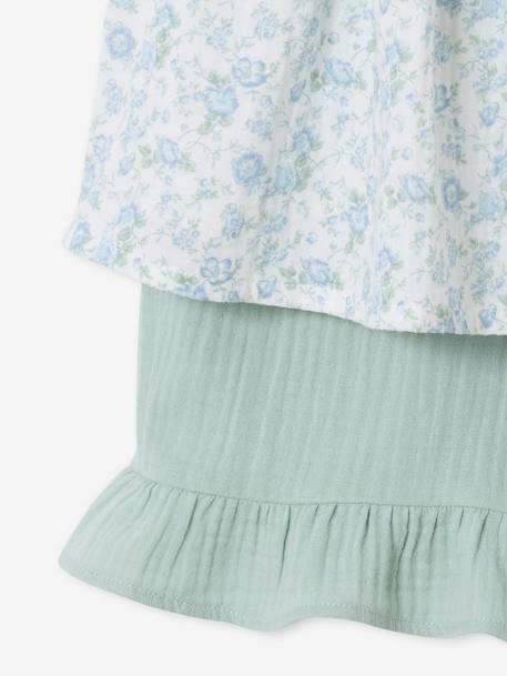 Ensemble short haut gaze de coton blush+vert sauge - vertbaudet enfant 