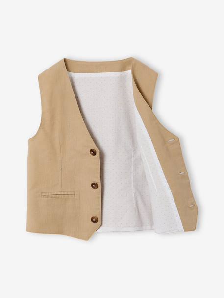 Veste garçon cérémonie sans manches en coton/ lin beige+beige clair+bleu+marine foncé+vert sauge - vertbaudet enfant 