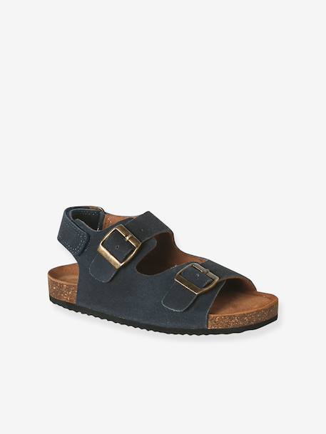 Sandales garçon cuir boucles bleu - vertbaudet enfant 