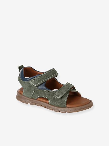 Sandales garçon textile scratchs kaki - vertbaudet enfant 