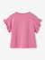 T-shirt voor meisjes met romantisch motief, korte mouwen met ruches ecru+marineblauw+rozen+saliegroen - vertbaudet enfant 